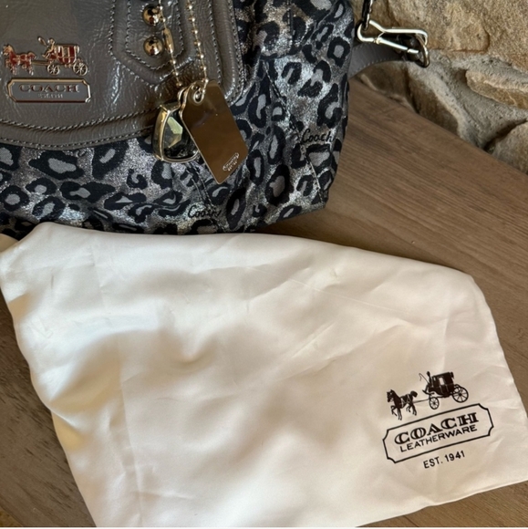 Coach Y2K Ashley Gray And Silver Ocelot Leopard Print Purse - Picture 8 of 8